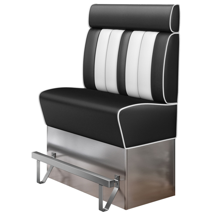AMERICAN 3 | Diner Hochbank | B:H 100 x 158 cm | Gestreift | Schwarz | Leder