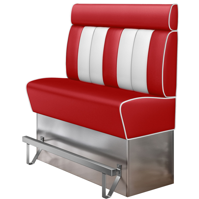 AMERICAN 3 | Diner Hochbank | B:H 140 x 158 cm | Gestreift | Rot | Leder