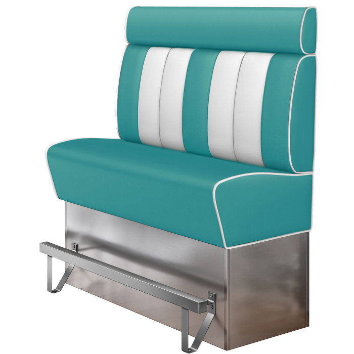 AMERICAN 3 | Diner Hochbank | B:H 140 x 158 cm | Gestreift | Türkis | Leder