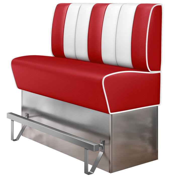 AMERICAN 3 | Diner Hochbank | B:H 160 x 133 cm | Gestreift | Rot | Leder