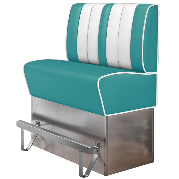 AMERICAN 3 | Diner High Bench | WxH: 100 x 133 cm | Striped | Turquoise | Leather