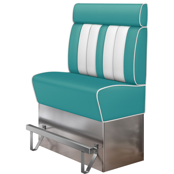 AMERICAN 3 | Diner High Bench | WxH: 100 x 158 cm | Striped | Turquoise | Leather