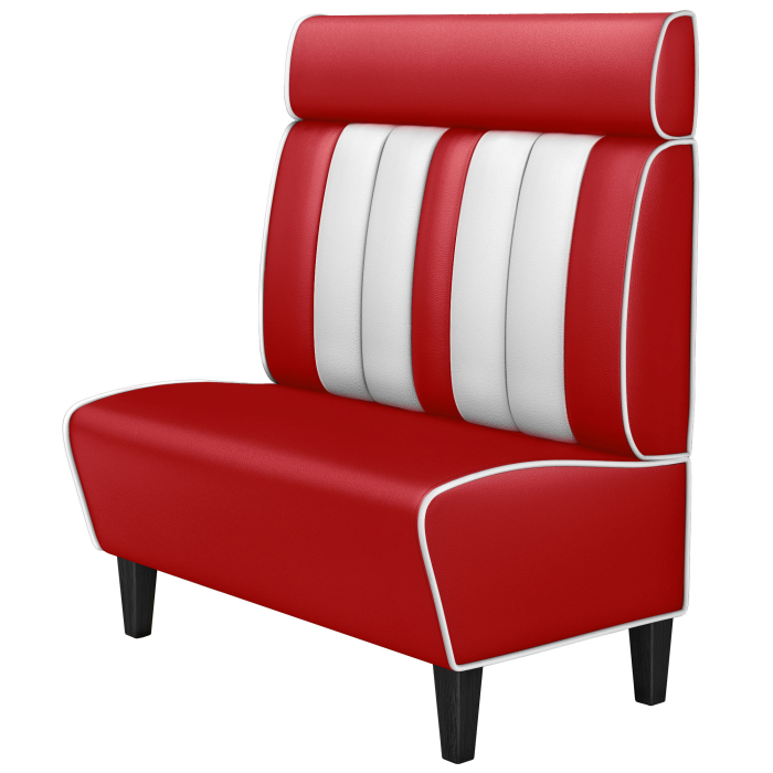 AMERICAN 1 | Dinerbank | B:H 100 x 128 cm | Gestreift | Rot | Leder