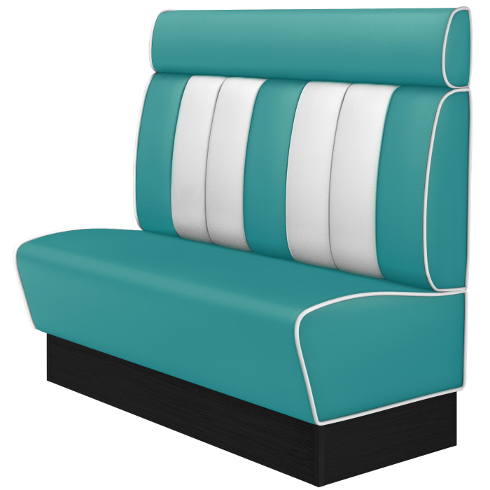 AMERICAN 2 | Dinerbank | B:H 140 x 128 cm | Gestreift | Türkis | Leder