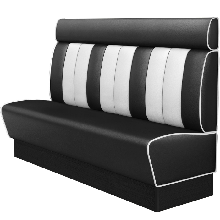 AMERICAN 2 | Dinerbank | B:H 200 x 128 cm | Gestreift | Schwarz | Leder