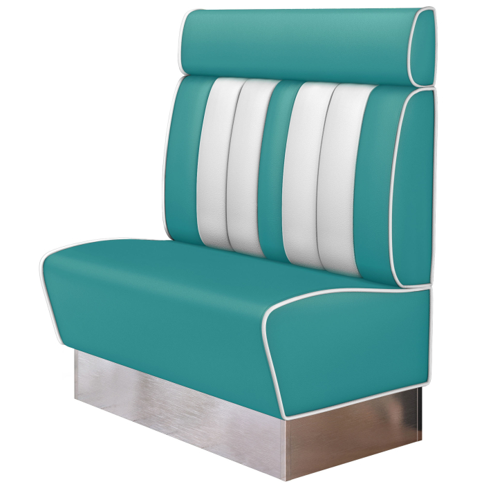 AMERICAN 3 | Dinerbank | B:H 100 x 128 cm | Gestreift | Türkis | Leder