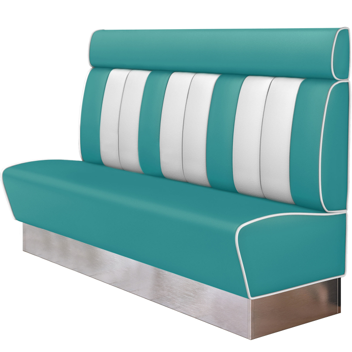 AMERICAN 3 | Dinerbank | B:H 200 x 128 cm | Gestreift | Türkis | Leder