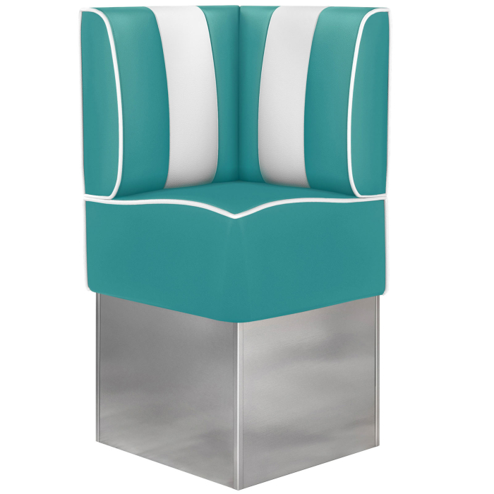 AMERICAN 3 | Restaurantsofa hjørne i Amerikansk diner stil | B: H 64 x 133 cm | Stripete | Turkis | lær