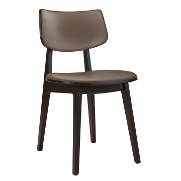 Amaia | Bistro Holz Stuhl | Sitz Leder | Taupe
