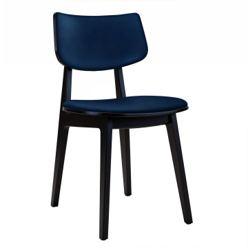 Amaia | Bistro Sedia in Legno | Seduta in Velluto | Blu
