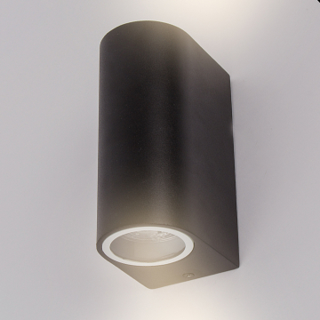 AMELIA Außen Wandleuchte Schwarz Alu Modern Up & Down Strahler 20W 2xGU10 8cm IP44