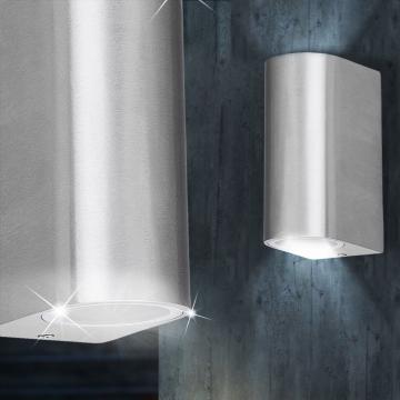 AMELIA Applique murale d'extérieur Argent Alu Moderne Up & Down Projecteur 20W 2xGU10 8cm IP44