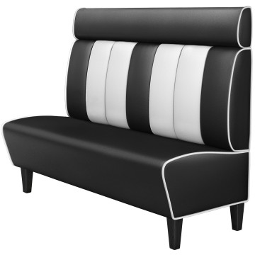 AMERICAN 1 | American diner bås | B:H 160 x 128 cm | Randig | Svart | Läder