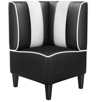 AMERICAN 1 | Diner Eckbank | B:H 64 x 103 cm | Gestreift | Schwarz | Leder