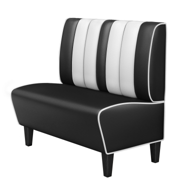 AMERICAN 1 | Dinerbank | B:H 100 x 103 cm | Gestreift | Schwarz | Leder