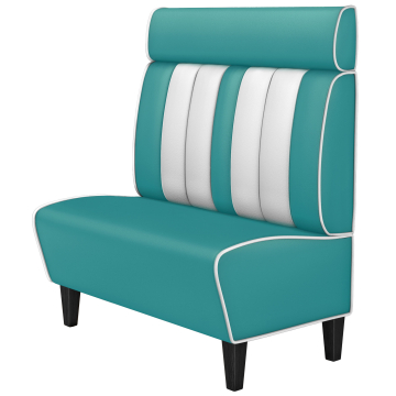 AMERICAN 1 | Dinerbank | B:H 100 x 128 cm | Gestreift | Türkis | Leder