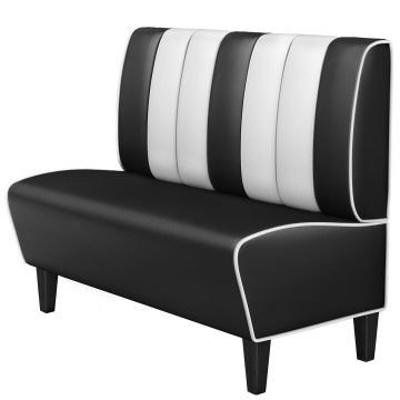 AMERICAN 1 | Dinerbank | B:H 120 x 103 cm | Gestreift | Schwarz | Leder