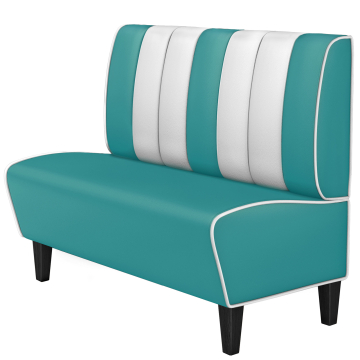 AMERICAN 1 | Dinerbank | B:H 120 x 103 cm | Gestreift | Türkis | Leder