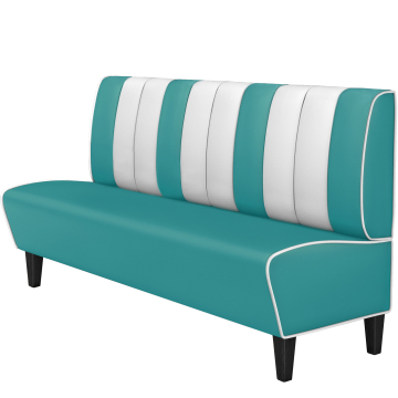 AMERICAN 1 | Dinerbank | B:H 200 x 103 cm | Gestreift | Türkis | Leder