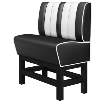 AMERICAN 1 | Hög diner soffa | B:H 100 x 133 cm | Randig | Svart | Läder