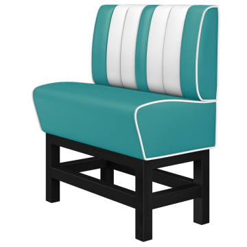 AMERICAN 1 | Hög diner soffa | B:H 100 x 133 cm | Randig | Turkos | Läder