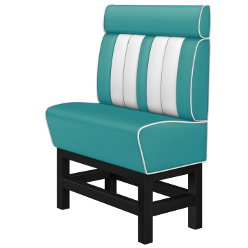 AMERICAN 1 | Hög diner soffa | B:H 100 x 158 cm | Randig | Turkos | Läder