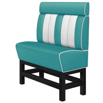 AMERICAN 1 | Hög diner soffa | B:H 120 x 158 cm | Randig | Turkos | Läder