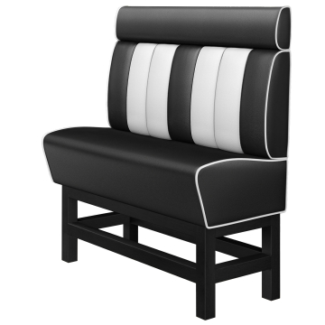 AMERICAN 1 | Hög diner soffa | B:H 180 x 158 cm | Randig | Svart | Läder