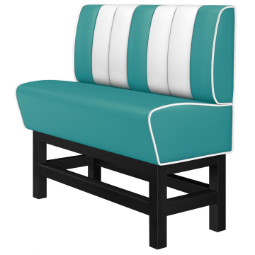 AMERICAN 1 | Hög diner soffa | B:H 200 x 133 cm | Randig | Turkos | Läder