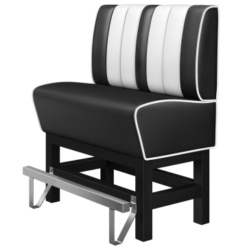 AMERICAN 1 | Høj diner sofabænk | B:H 100 x 133 cm | Stribet | Sort | Læder