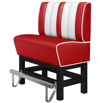 AMERICAN 1 | Høy restaurantsofa i diner stil | B: H 100 x 133 cm | Stripete | rød | lær