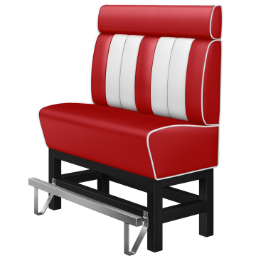 AMERICAN 1 | Panca alta da Diner Americano | L:H 120 x 158 cm | A righe | Rosso | Pelle