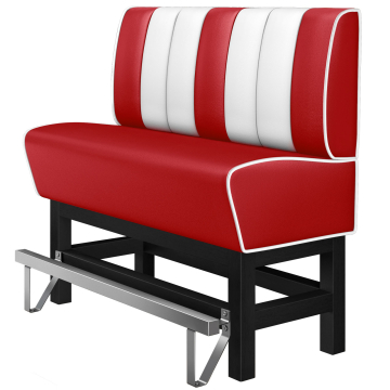 AMERICAN 1 | Panca alta da Diner Americano | L:H 140 x 133 cm | A righe | Rosso | Pelle