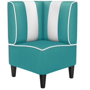 AMERICAN 1 | Restaurantsofa hjørne i Amerikansk diner stil | B: H 64 x 103 cm | Stripete | Turkis | lær