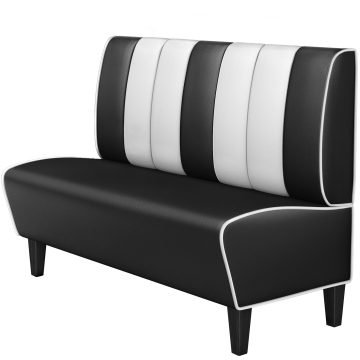 AMERICAN 1 | Restaurantsofa i diner stil | B: H 140 x 103 cm | Stripete | Svart | lær