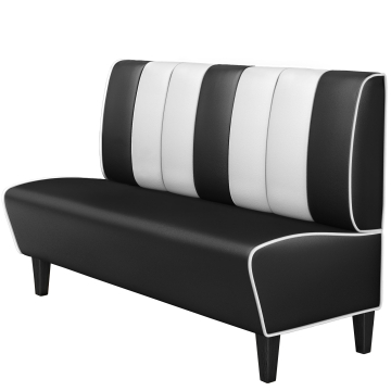 AMERICAN 1 | Restaurantsofa i diner stil | B: H 160 x 103 cm | Stripete | Svart | lær