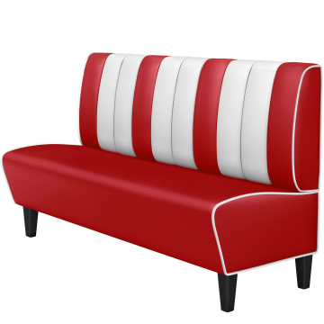 AMERICAN 1 | Restaurantsofa i diner stil | B: H 180 x 103 cm | Stripete | rød | lær