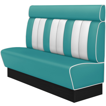 AMERICAN 2 | Amerikaanse Diner Zitbank | B:H 180 x 128 cm | Gestreept | Turquoise | Leer