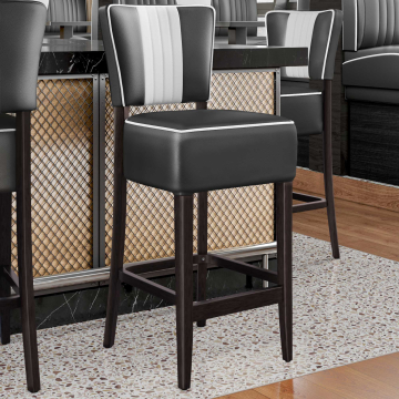 AMERICAN 2 | Diner Barhocker | Schwarz | Leder