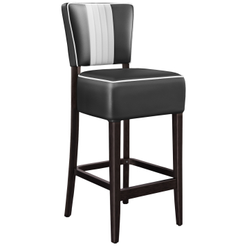 AMERICAN 2 | Diner Barhocker | Schwarz | Leder