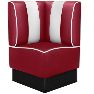 AMERICAN 2 | Diner Corner Booth | W:H 64 x 103 cm | Striped | Red | Leather