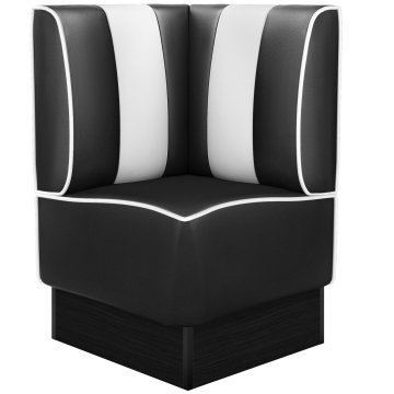AMERICAN 2 | Diner Eckbank | B:H 64 x 103 cm | Gestreift | Schwarz | Leder