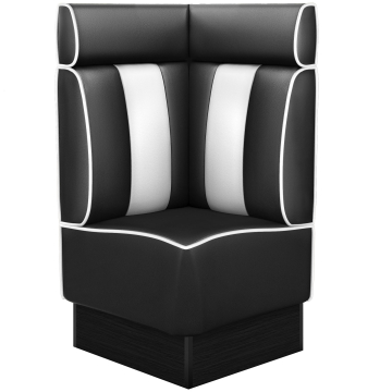 AMERICAN 2 | Diner Eckbank | B:H 64 x 128 cm | Gestreift | Schwarz | Leder