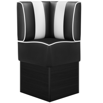 AMERICAN 2 | Diner Eckbank | B:H 64 x 133 cm | Gestreift | Schwarz | Leder