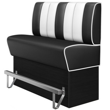 AMERICAN 2 | Hög diner soffa | B:H 180 x 133 cm | Randig | Svart | Läder