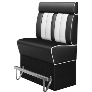 AMERICAN 2 | Hoge Diner Bank | B:H 100 x 158 cm | Gestreept | Zwart | Leer