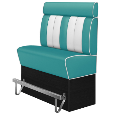 AMERICAN 2 | Høy restaurantsofa i diner stil | B: H 120 x 158 cm | Stripete | Turkis | lær