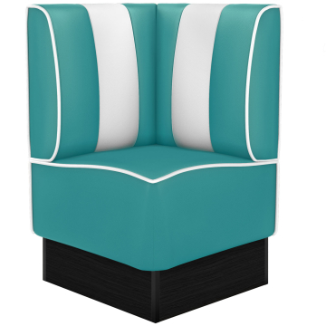 AMERICAN 2 | Restaurantsofa hjørne i Amerikansk diner stil | B: H 64 x 103 cm | Stripete | Turkis | lær
