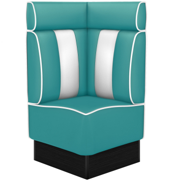 AMERICAN 2 | Restaurantsofa hjørne i Amerikansk diner stil | B: H 64 x 128 cm | Stripete | Turkis | lær