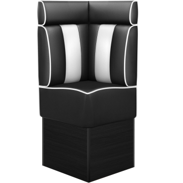 AMERICAN 2 | Restaurantsofa hjørne i Amerikansk diner stil | B:H 64 x 158 cm | Stripete | Svart | lær